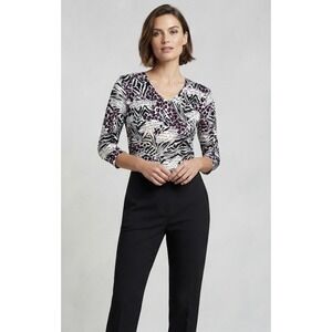 Hearts of Palm Animal Print Top Women's Medium Pink Black Zebra Leopard
